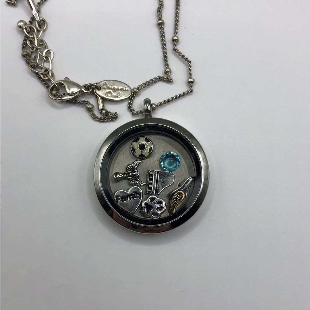 Origami Owl Silver Locket Necklace with Free Charms